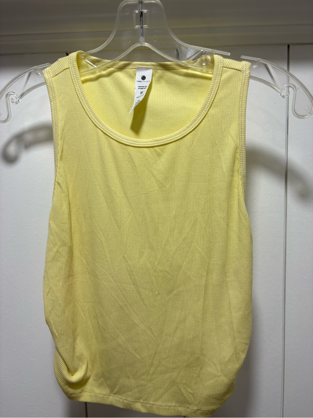 Yogalicious yellow tank top clinched sides size medium